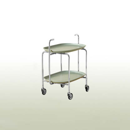Scandinavian Carbon Steel Oval 2-Tier End Table