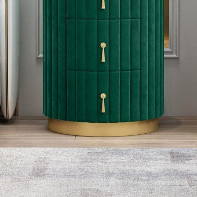 Minimalist Velvet Marble Iron Round Pleated Nightstand