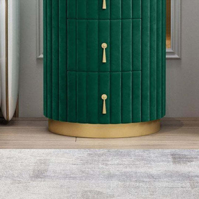 Minimalist Velvet Marble Iron Round Pleated Nightstand