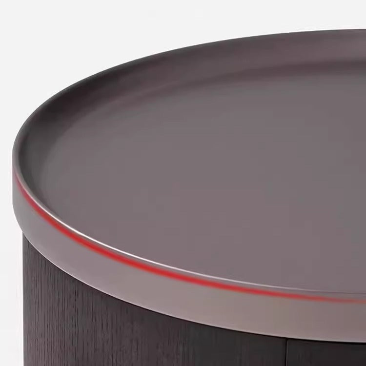 Minimalist Solid Wood Metal Round Cylindrical Nightstand