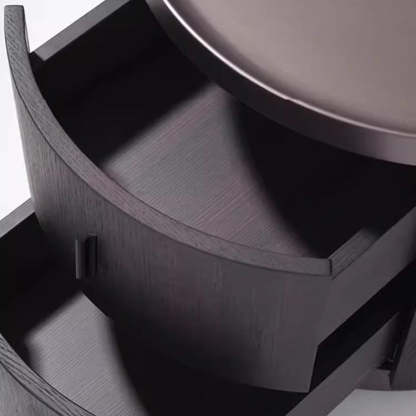 Minimalist Solid Wood Metal Round Cylindrical Nightstand