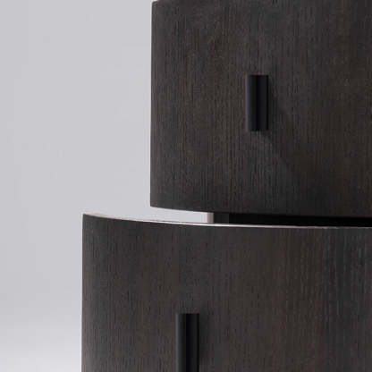 Minimalist Solid Wood Metal Round Cylindrical Nightstand