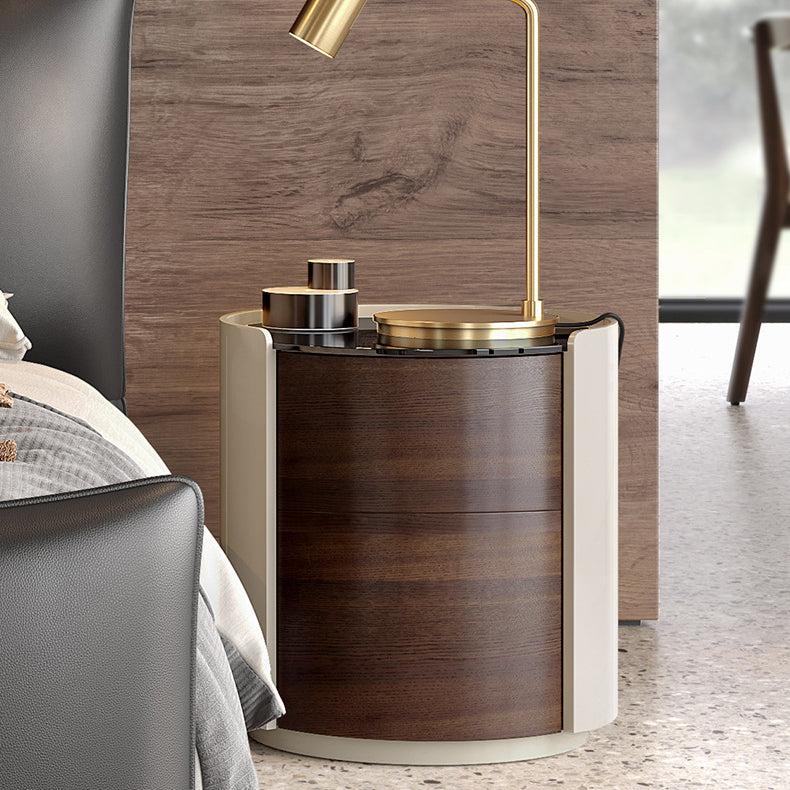 Minimalist Tempered Glass 2-Drawer Nightstand