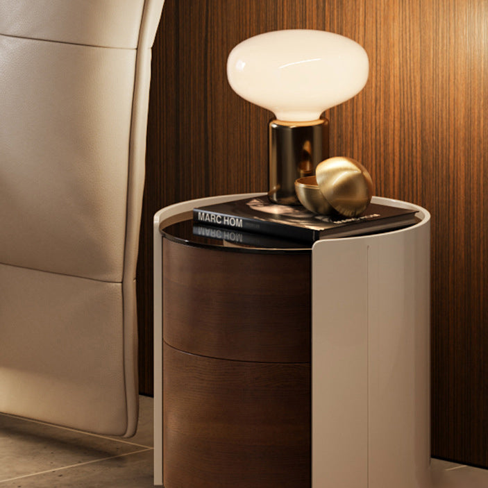 Minimalist Tempered Glass 2-Drawer Nightstand