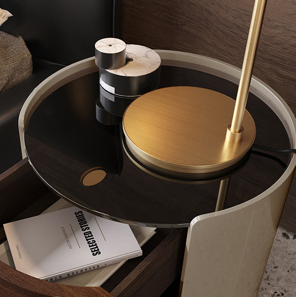 Minimalist Tempered Glass 2-Drawer Nightstand