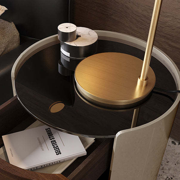 Minimalist Tempered Glass 2-Drawer Nightstand