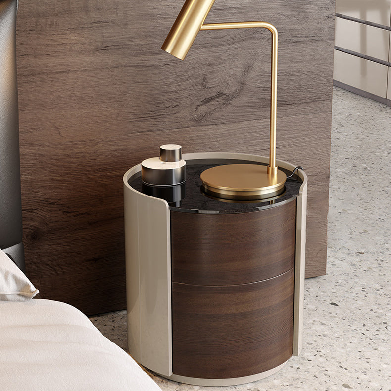 Minimalist Tempered Glass 2-Drawer Nightstand