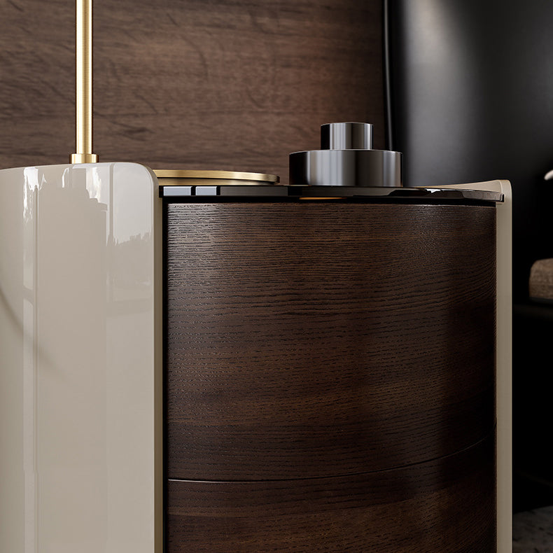 Minimalist Tempered Glass 2-Drawer Nightstand