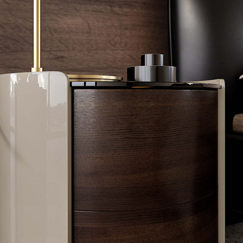 Minimalist Tempered Glass 2-Drawer Nightstand