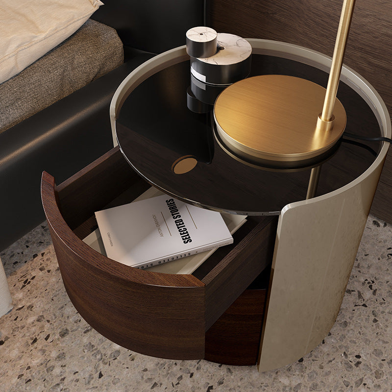 Minimalist Tempered Glass 2-Drawer Nightstand