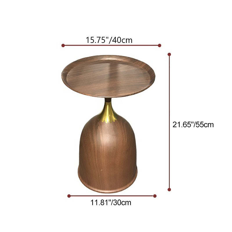 Contemporary Carbon Steel Flat Round 1-Tier End Table — D