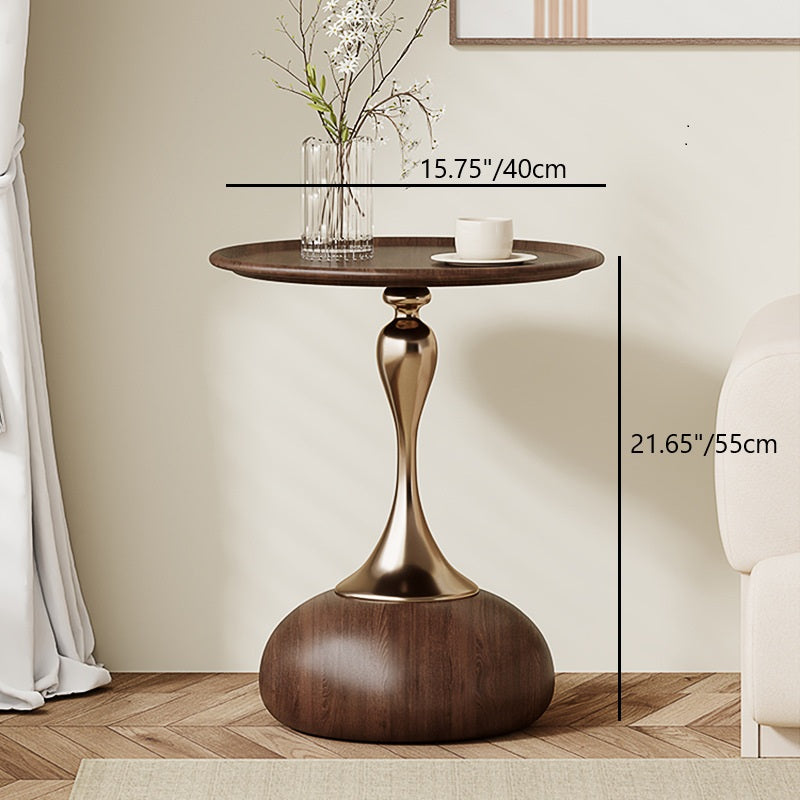 Contemporary Carbon Steel Flat Round 1-Tier End Table