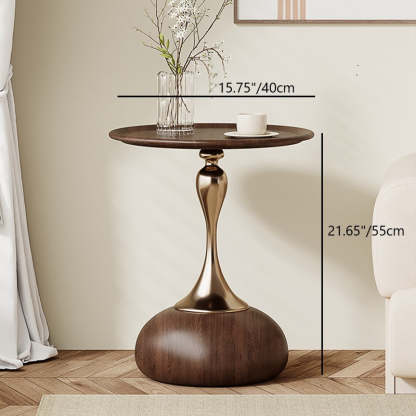 Contemporary Carbon Steel Flat Round 1-Tier End Table