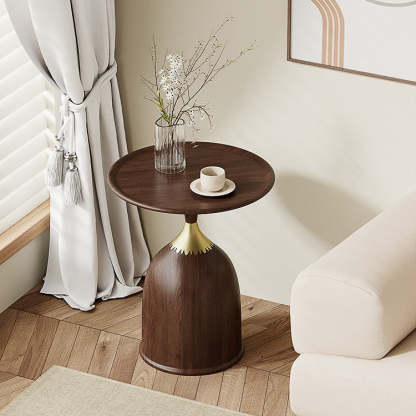 Contemporary Carbon Steel Flat Round 1-Tier End Table