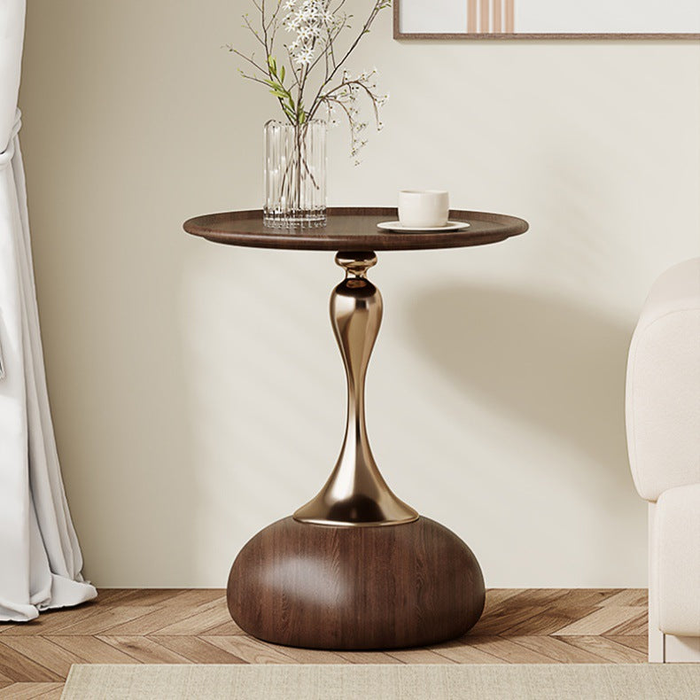 Contemporary Carbon Steel Flat Round 1-Tier End Table