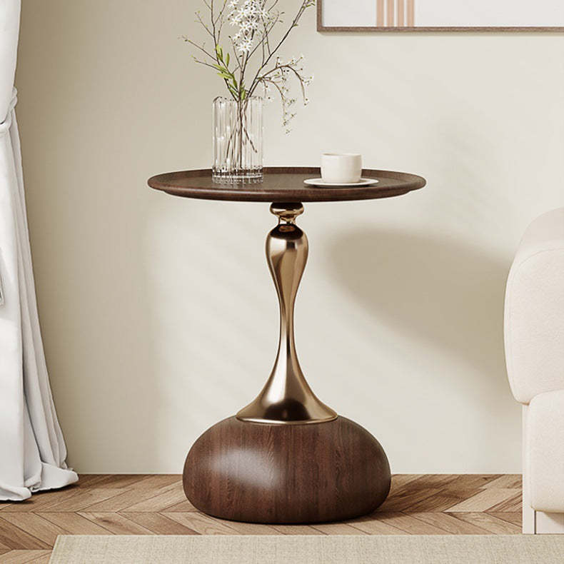 Contemporary Carbon Steel Flat Round 1-Tier End Table