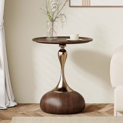 Contemporary Carbon Steel Flat Round 1-Tier End Table