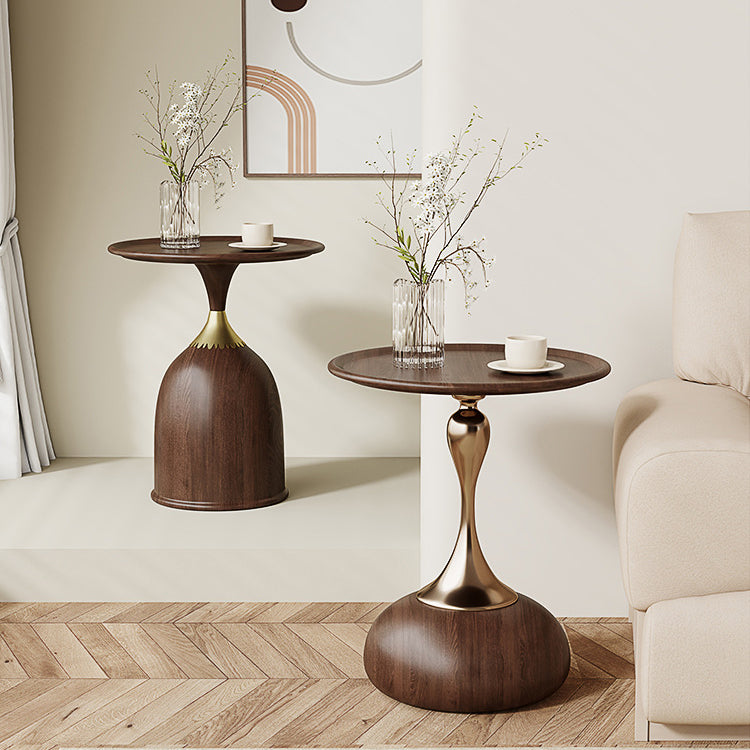 Contemporary Carbon Steel Flat Round 1-Tier End Table