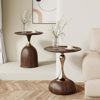 Contemporary Carbon Steel Flat Round 1-Tier End Table