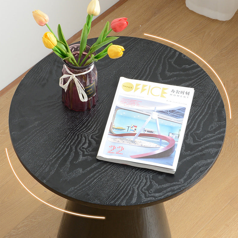 Scandinavian Solid Wood Stainless Steel Round Cone End Table
