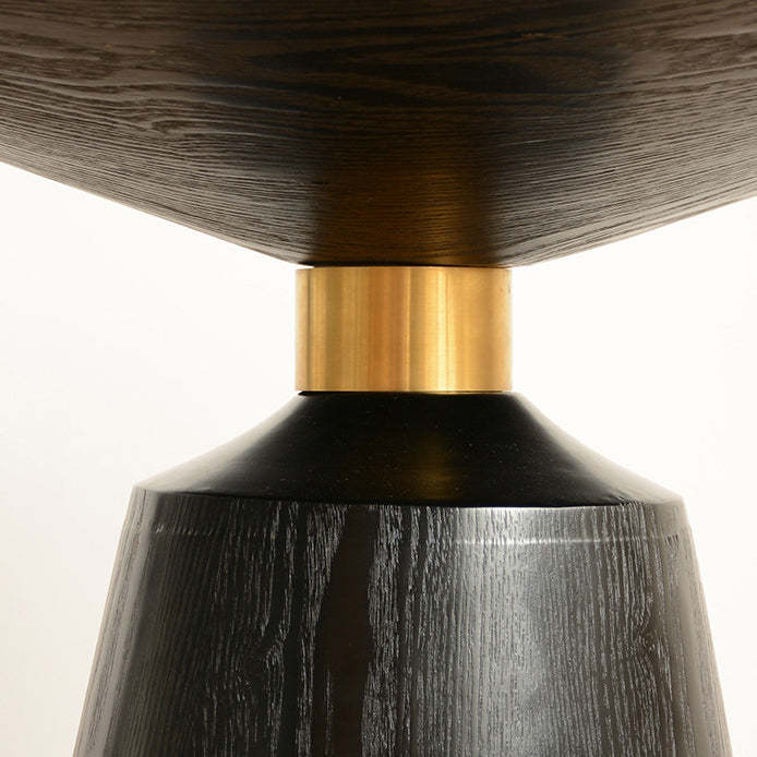 Scandinavian Solid Wood Stainless Steel Round Cone End Table