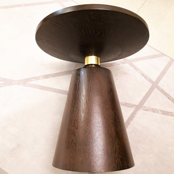 Scandinavian Solid Wood Stainless Steel Round Cone End Table