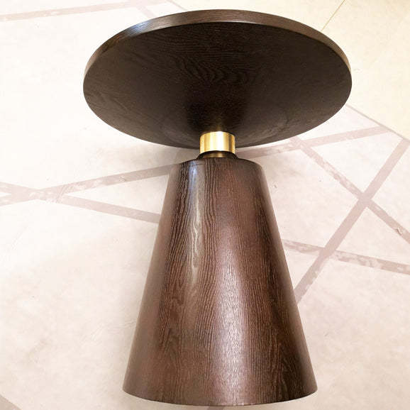Scandinavian Solid Wood Stainless Steel Round Cone End Table