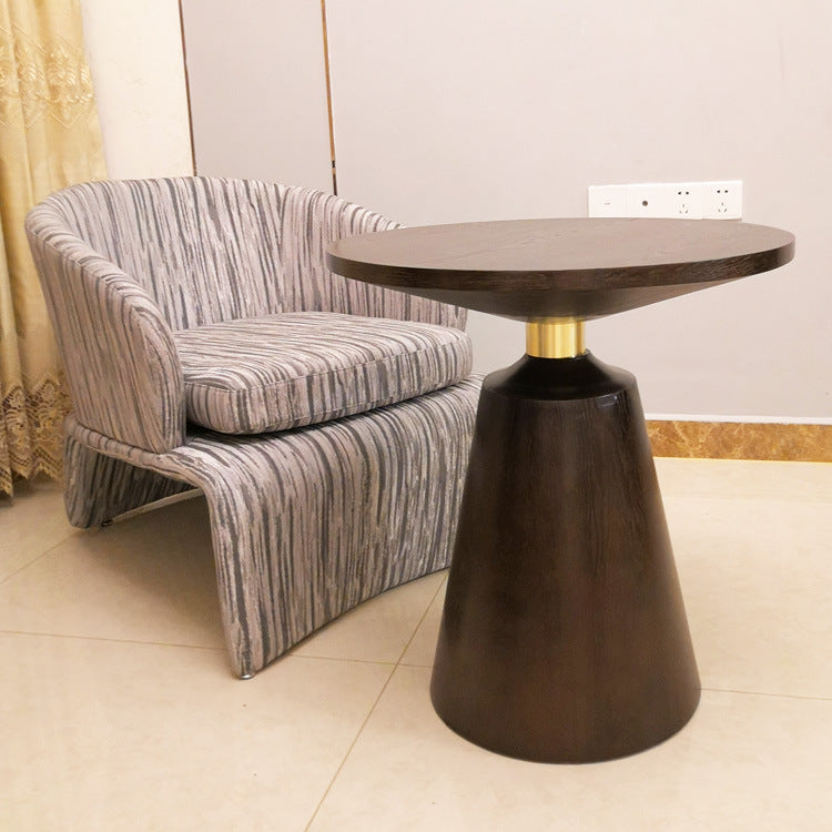 Scandinavian Solid Wood Stainless Steel Round Cone End Table