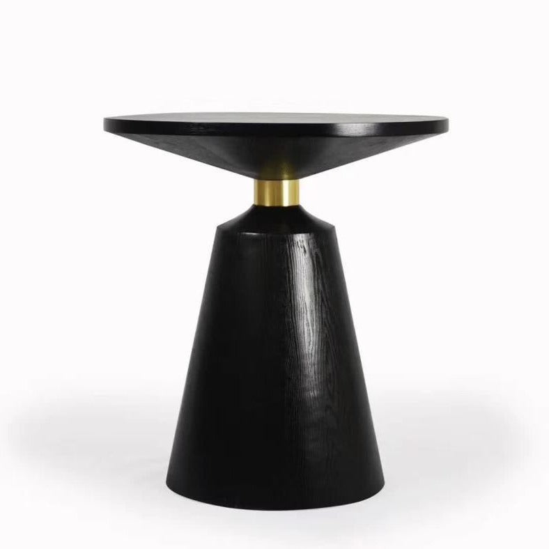 Scandinavian Solid Wood Stainless Steel Round Cone End Table