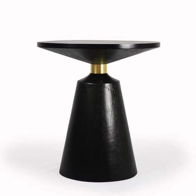 Scandinavian Solid Wood Stainless Steel Round Cone End Table