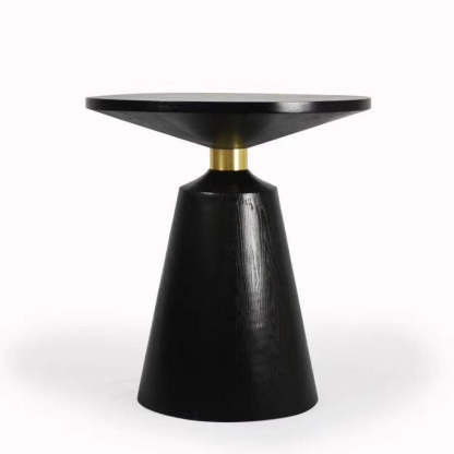 Scandinavian Solid Wood Stainless Steel Round Cone End Table