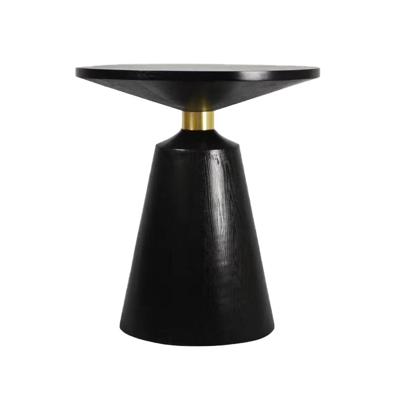 Scandinavian Solid Wood Stainless Steel Round Cone End Table
