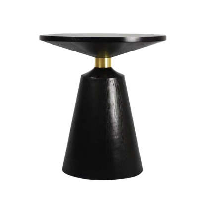 Scandinavian Solid Wood Stainless Steel Round Cone End Table