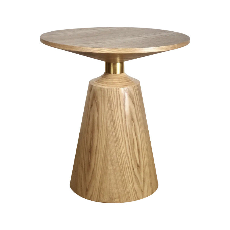 Scandinavian Solid Wood Stainless Steel Round Cone End Table