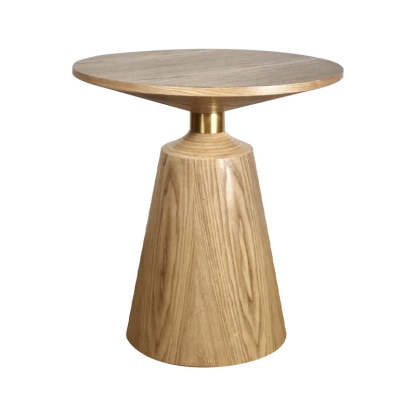 Scandinavian Solid Wood Stainless Steel Round Cone End Table