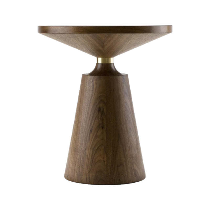 Scandinavian Solid Wood Stainless Steel Round Cone End Table