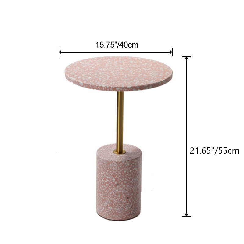Modern Marble Metal Round End Table