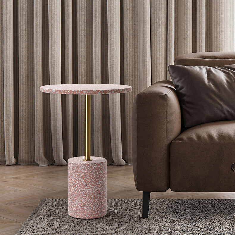 Modern Marble Metal Round End Table