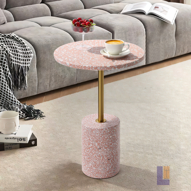 Modern Marble Metal Round End Table