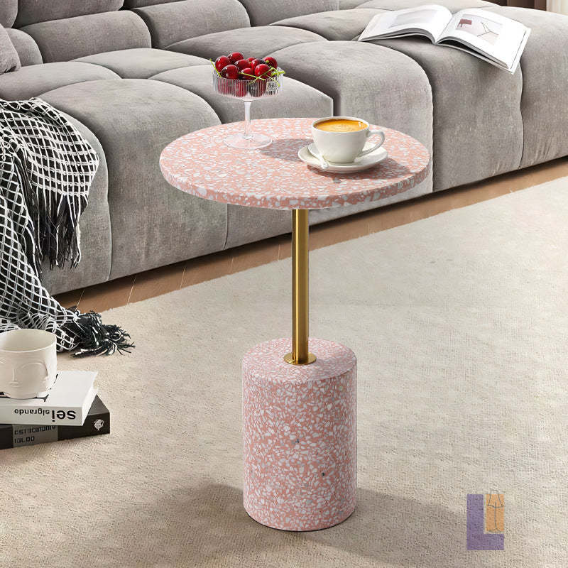Modern Marble Metal Round End Table