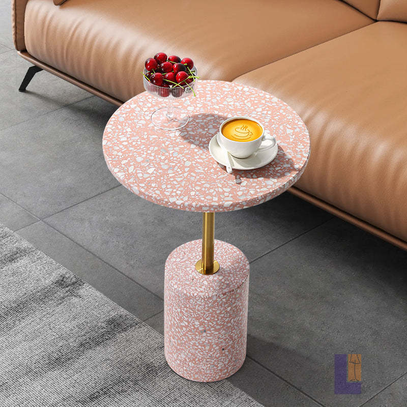 Modern Marble Metal Round End Table