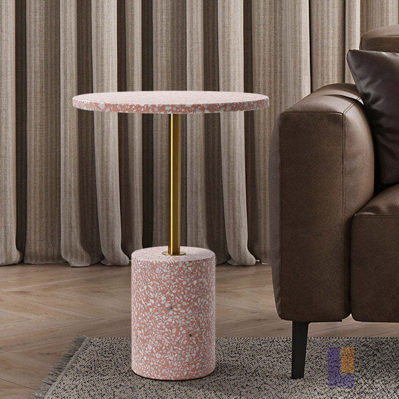 Modern Marble Metal Round End Table
