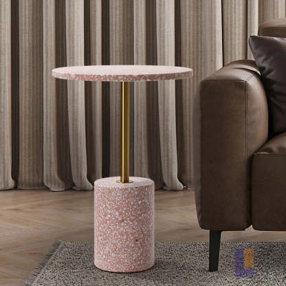 Modern Marble Metal Round End Table