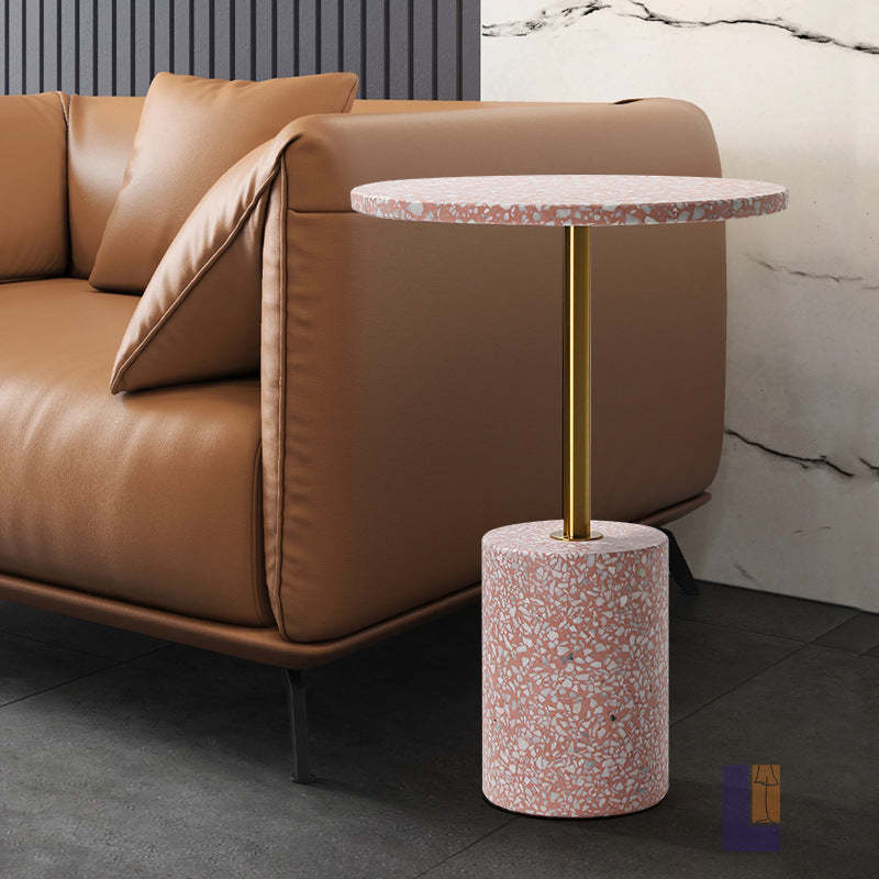 Modern Marble Metal Round End Table
