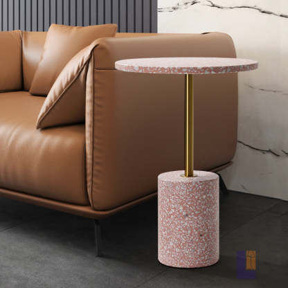Modern Marble Metal Round End Table