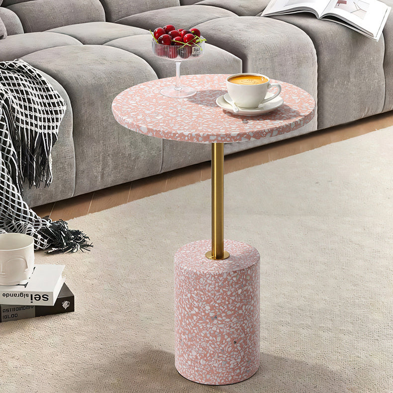 Modern Marble Metal Round End Table
