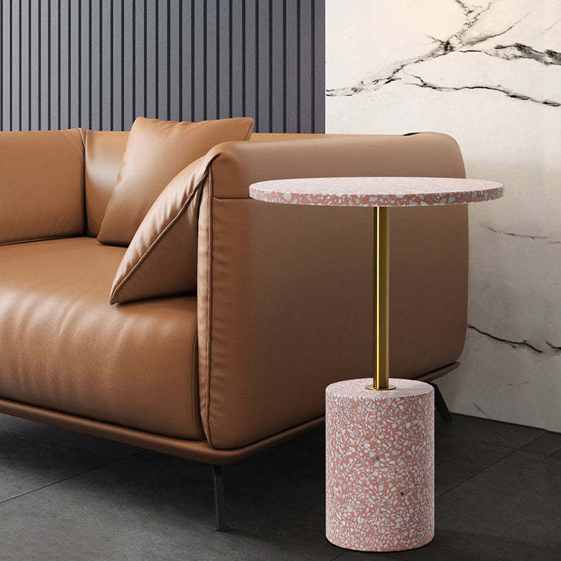 Modern Marble Metal Round End Table