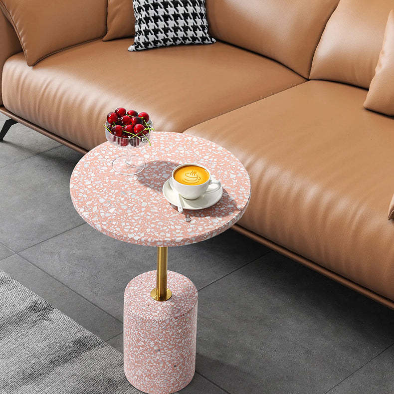 Modern Marble Metal Round End Table