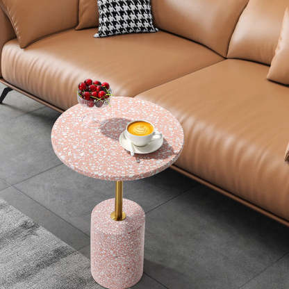 Modern Marble Metal Round End Table
