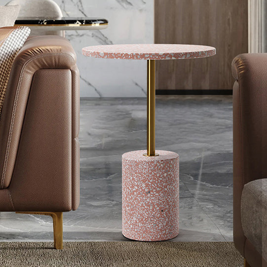 Modern Marble Metal Round End Table
